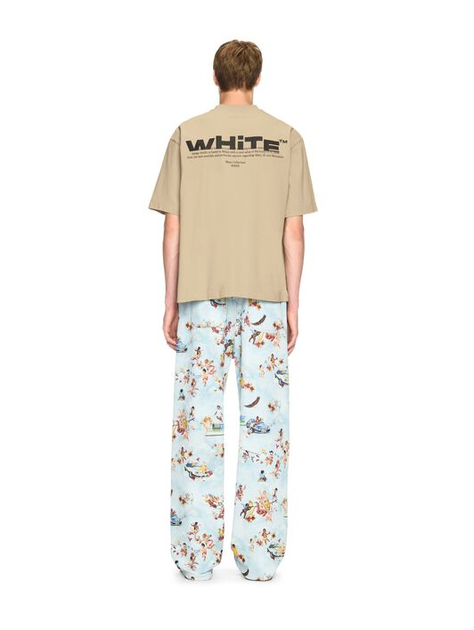 OFF WHITE Beiges Asymmetrisches T-Shirt NEUTRAL OMAA120S25JER00B