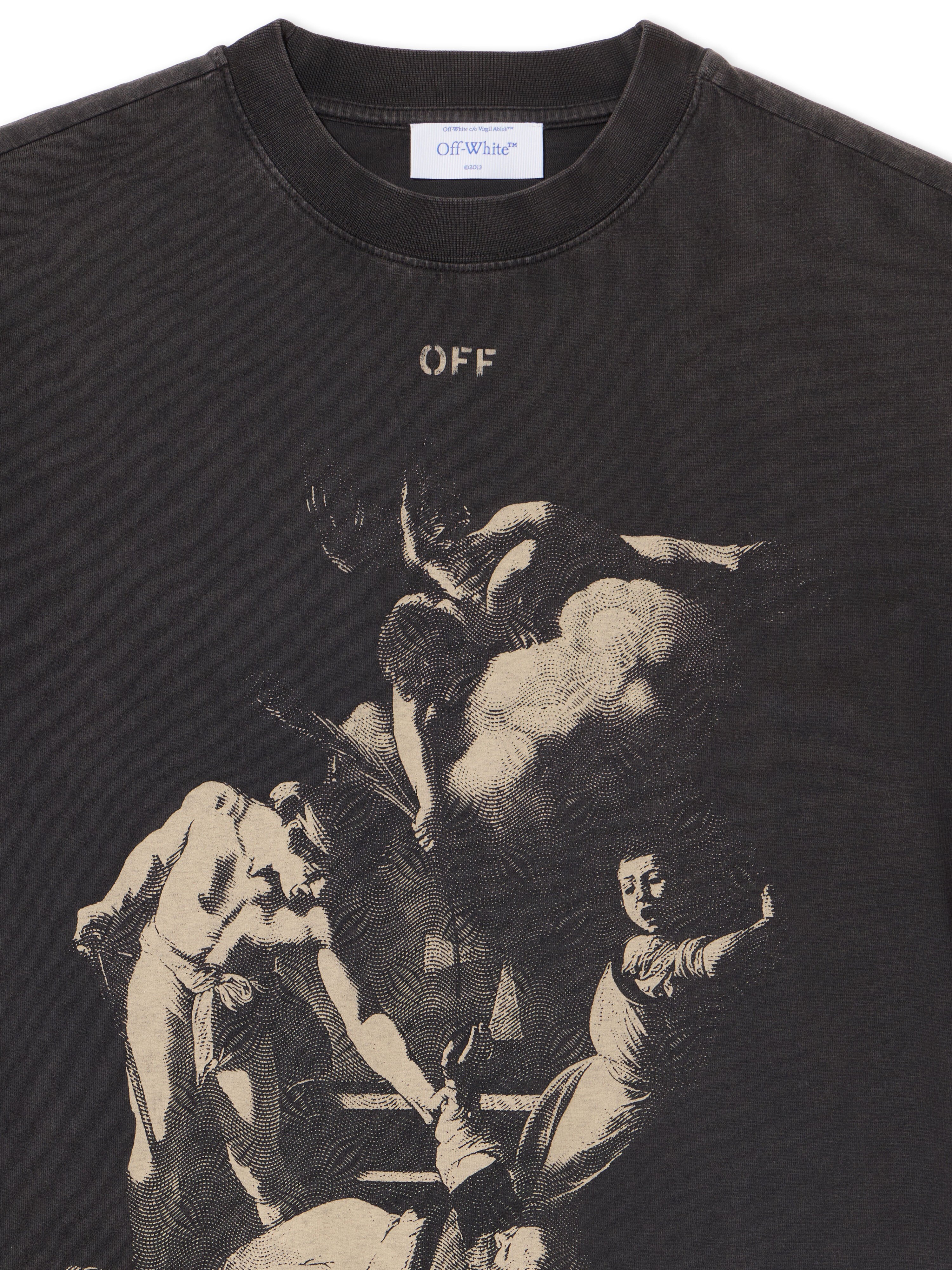 OFF WHITE Martyrdom Regular T-Shirt WASHED BLACK-WHITE ASPARAGUS OWAA089S25JER00A