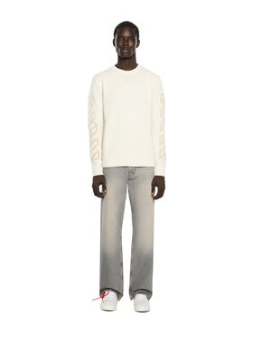 OFF WHITE Diagonal Arrow Fuzzy Knit Crewneck CREAM 44MHE087F26K001