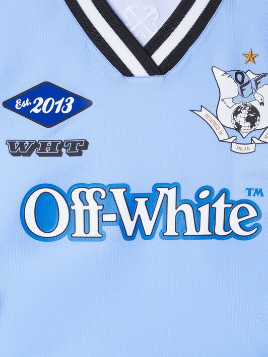 OFF WHITE White Long-Sleeved Soccer T-Shirt BLUE OWAB037S25JER001
