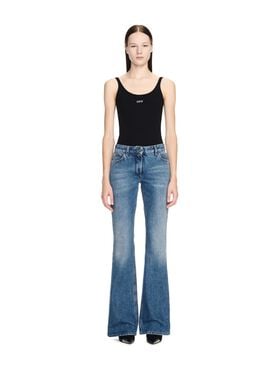 OFF WHITE Off Stamp Rib Tank Top Black-White 2AD072C99JER002