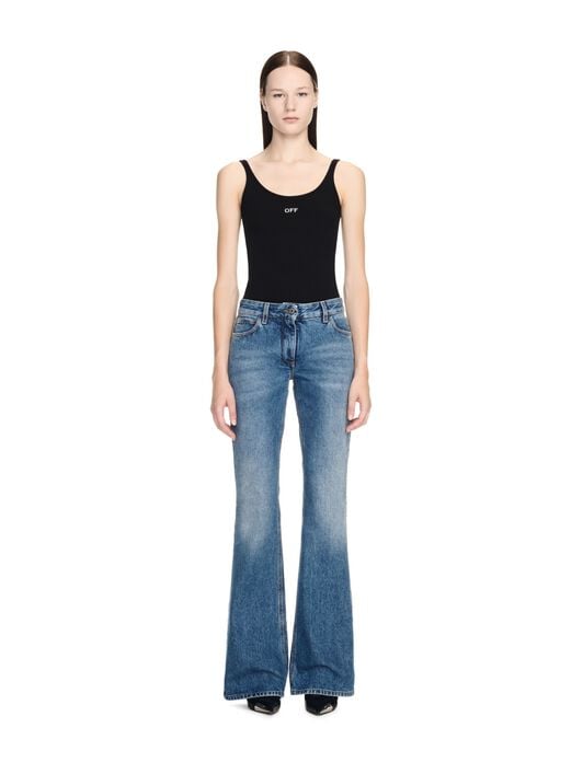 OFF WHITE Off Stamp Rib Tank Top Black-White 2AD072C99JER002