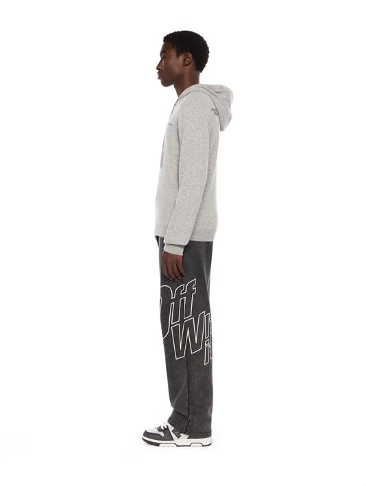 QUOTE WS KNIT HOODIE OFF WHITE QUOTE WS KNIT HOODIE LIGHT GREY MELANGE - BLACK OMHU034F25KNI001