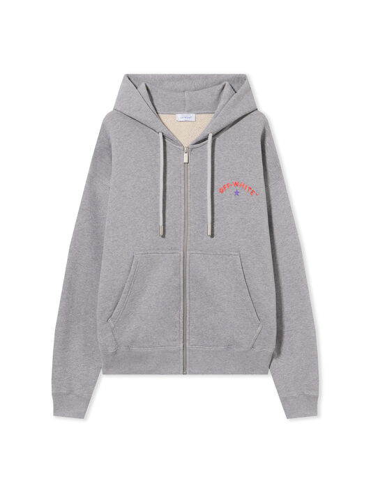 OFF WHITE Star Arrow Zip Skate Hoodie GREY MELANGE - BLACK OMBE015S25FLE002