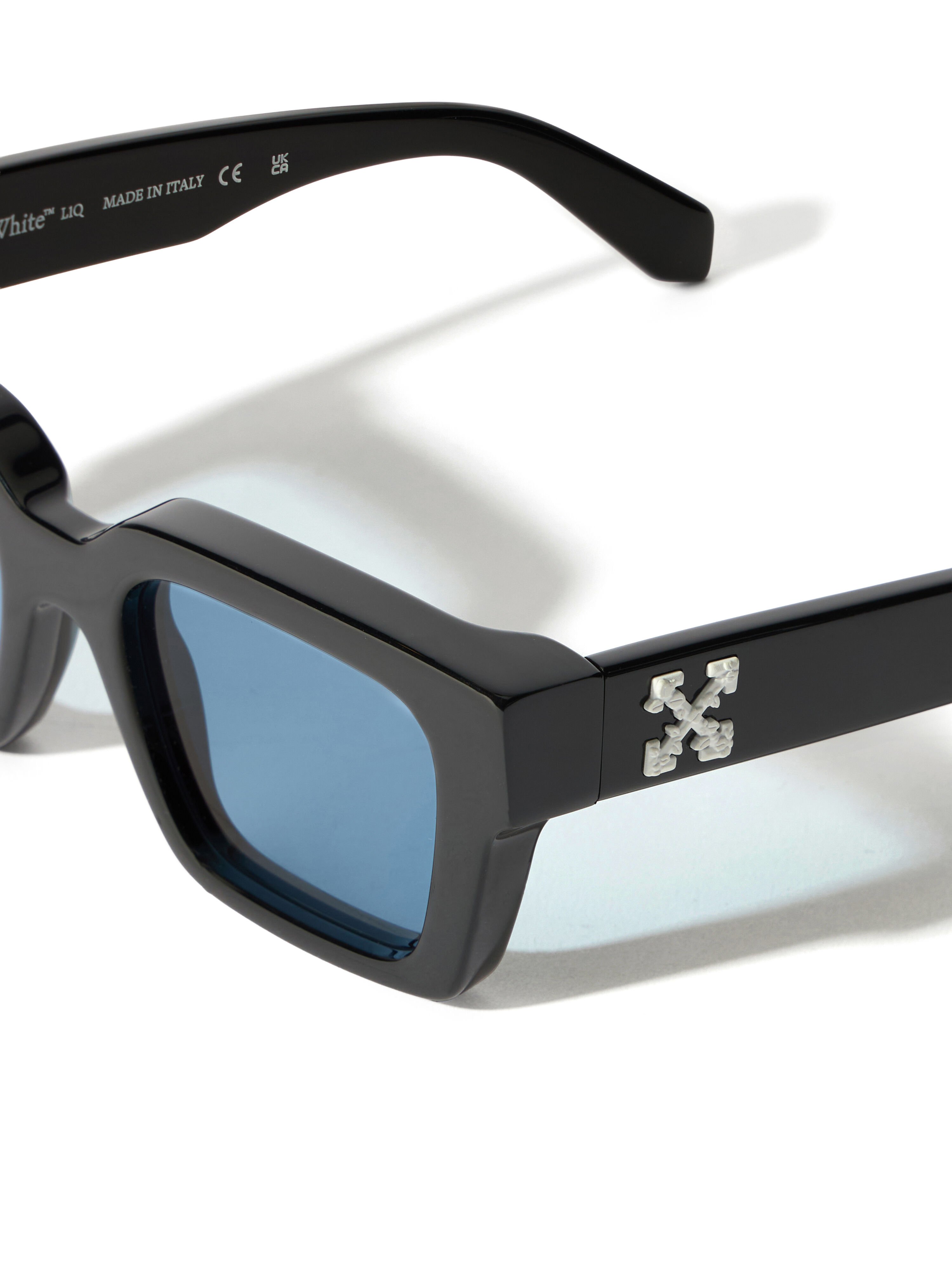 OFF WHITE Virgil  L Light Blue Lens Sunglasses Shiny Black OW1022103753