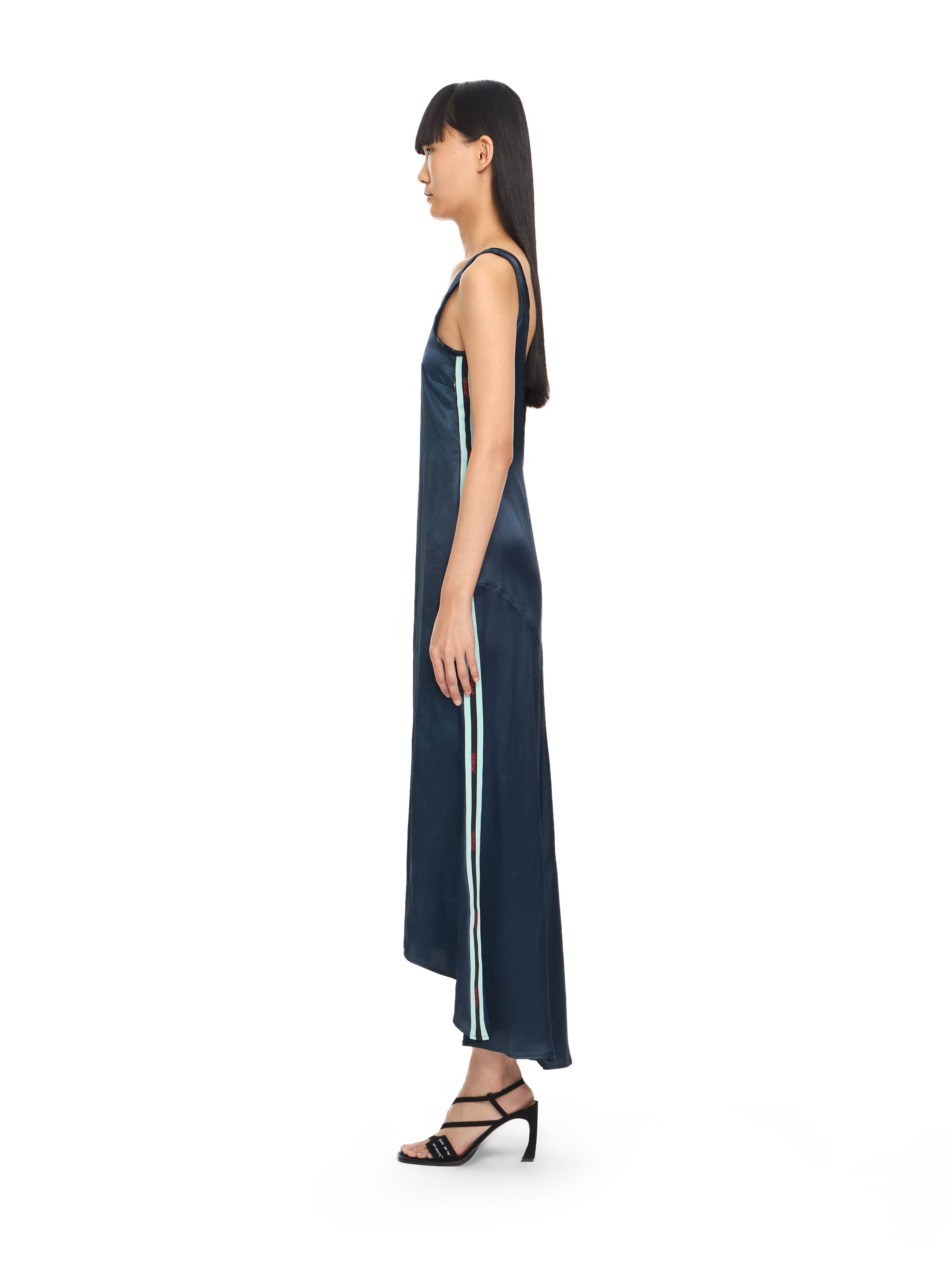 OFF WHITE Abito Midi Con Schiena Scoperta In Satin Night Sky-Haute Red 2DB56NS26FAB001