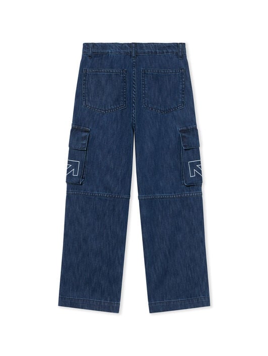 OFF WHITE Type Logo Denim Cargo Pants INDIGO - WHITE OBYB002F25DEN001