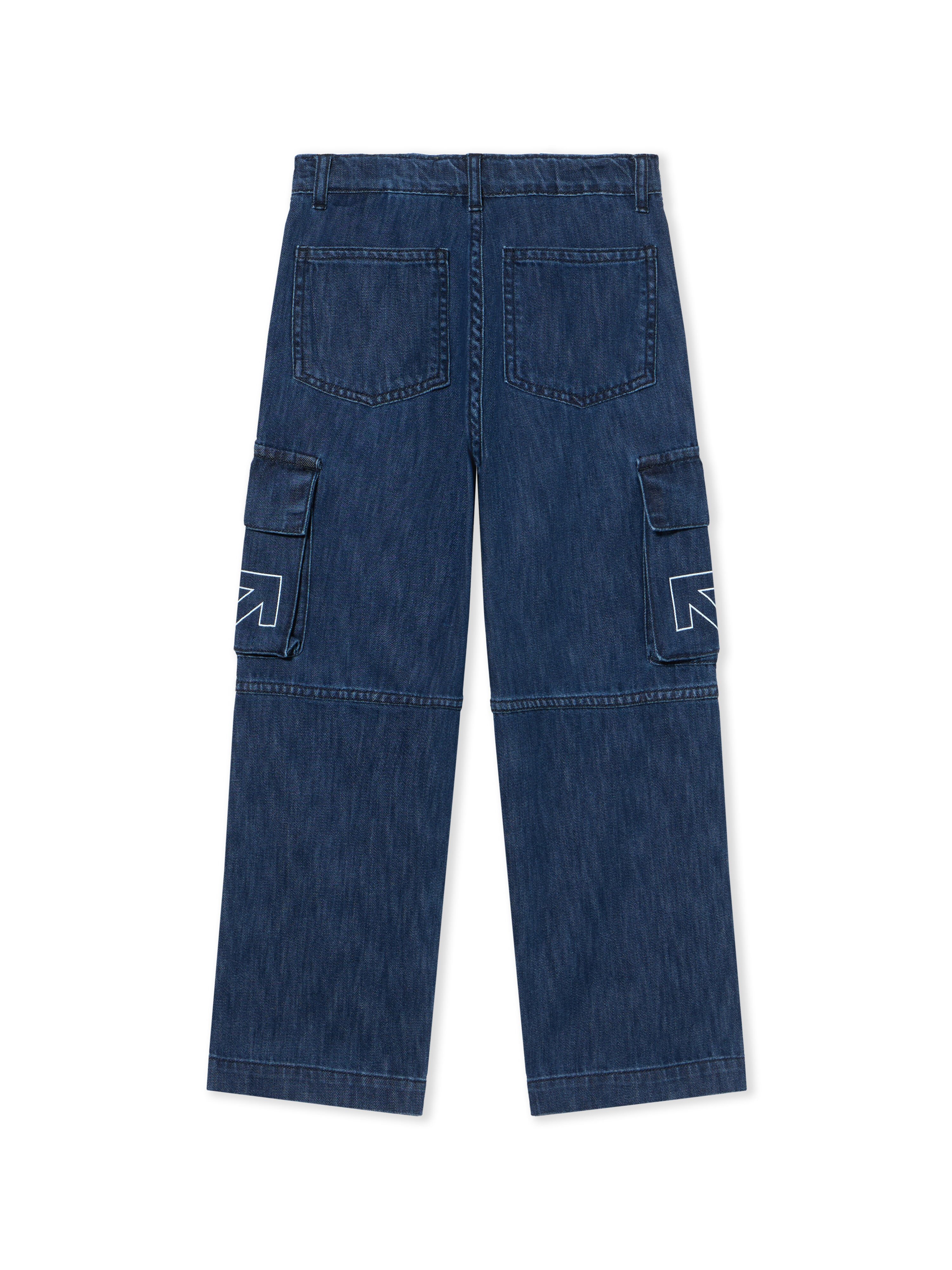OFF WHITE Type Logo Denim Cargo Pants INDIGO - WHITE OBYB002F25DEN001