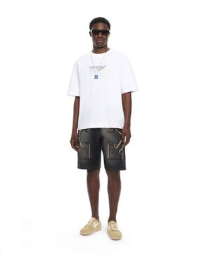 OFF WHITE Distressed Arrow Skate Sweatshorts HIGHLIGHTED BLACK 44MCI013S26D001