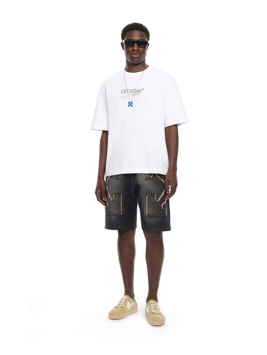 Distressed Arrow Skate Sweatshorts OFF WHITE Distressed Arrow Skate Sweatshorts HIGHLIGHTED BLACK 44MCI013S26D001