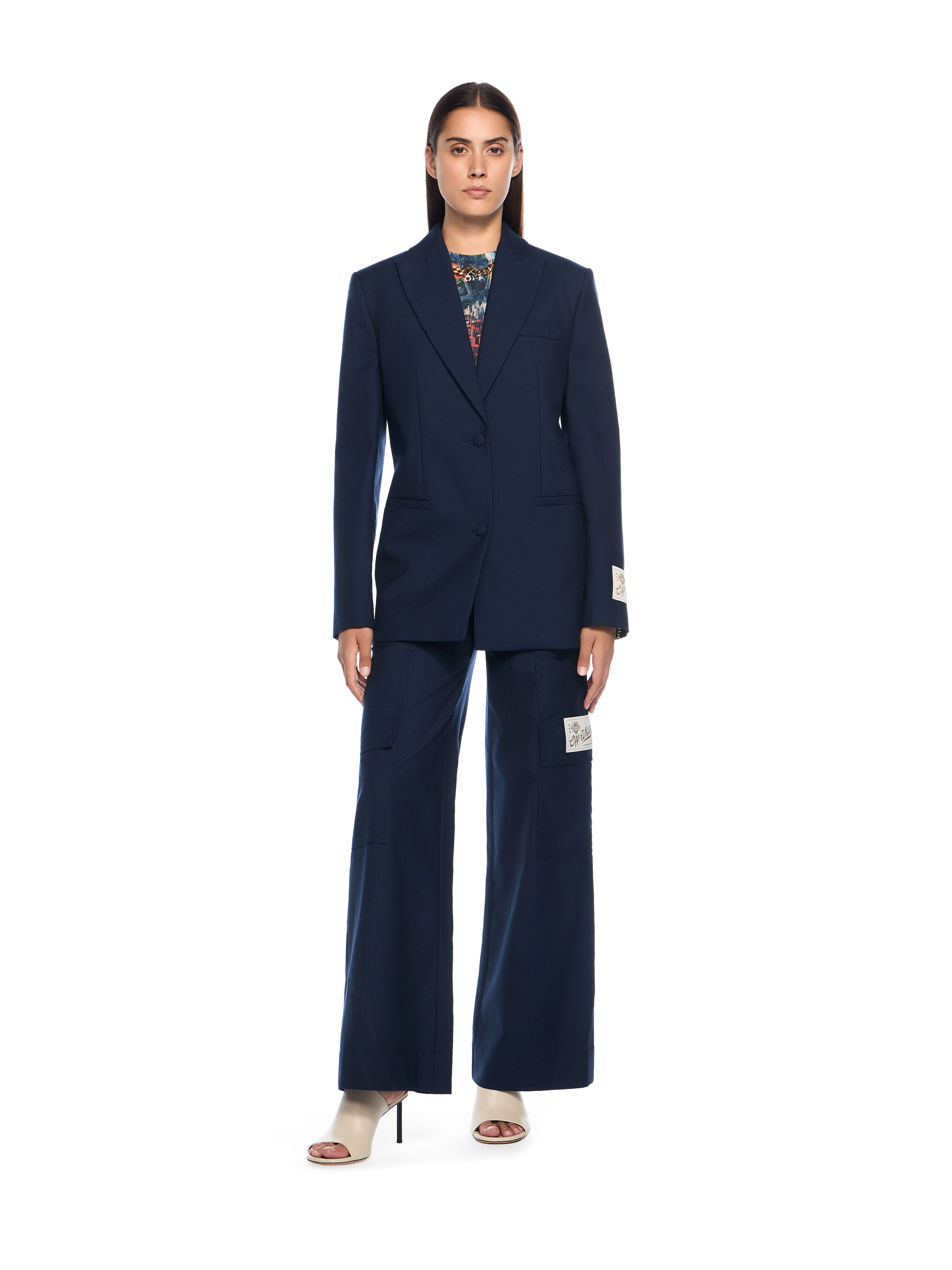 OFF WHITE Gabardine Tailoring Cargo Trousers BLUE IRIS-NO COLOR OWCF026F25FAB002
