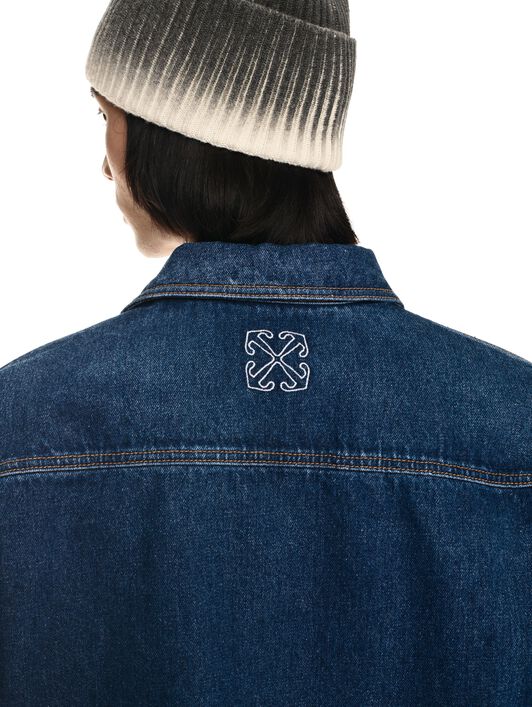 OFF WHITE BLAUES DENIM-BOWLINGHEMD MIT LOGO BLAU OMYD05AF24DEN001