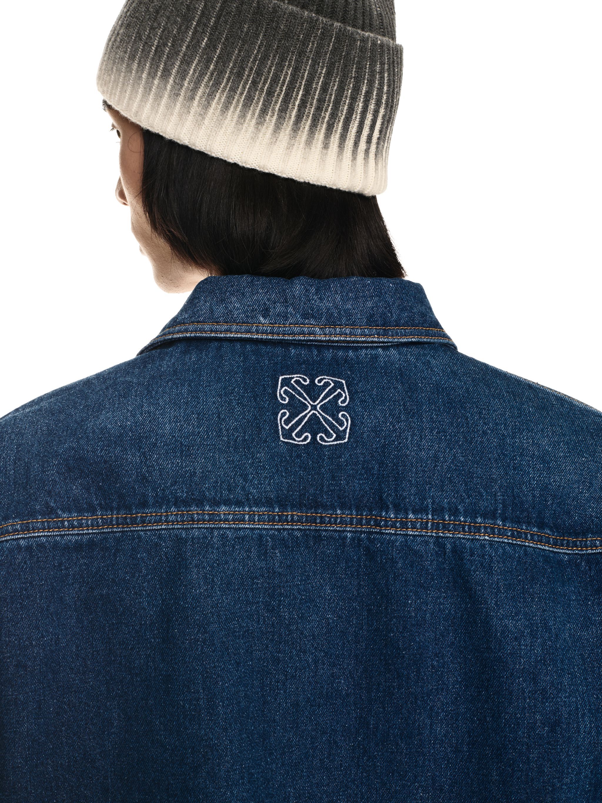 OFF WHITE BLAUES DENIM-BOWLINGHEMD MIT LOGO BLAU OMYD05AF24DEN001