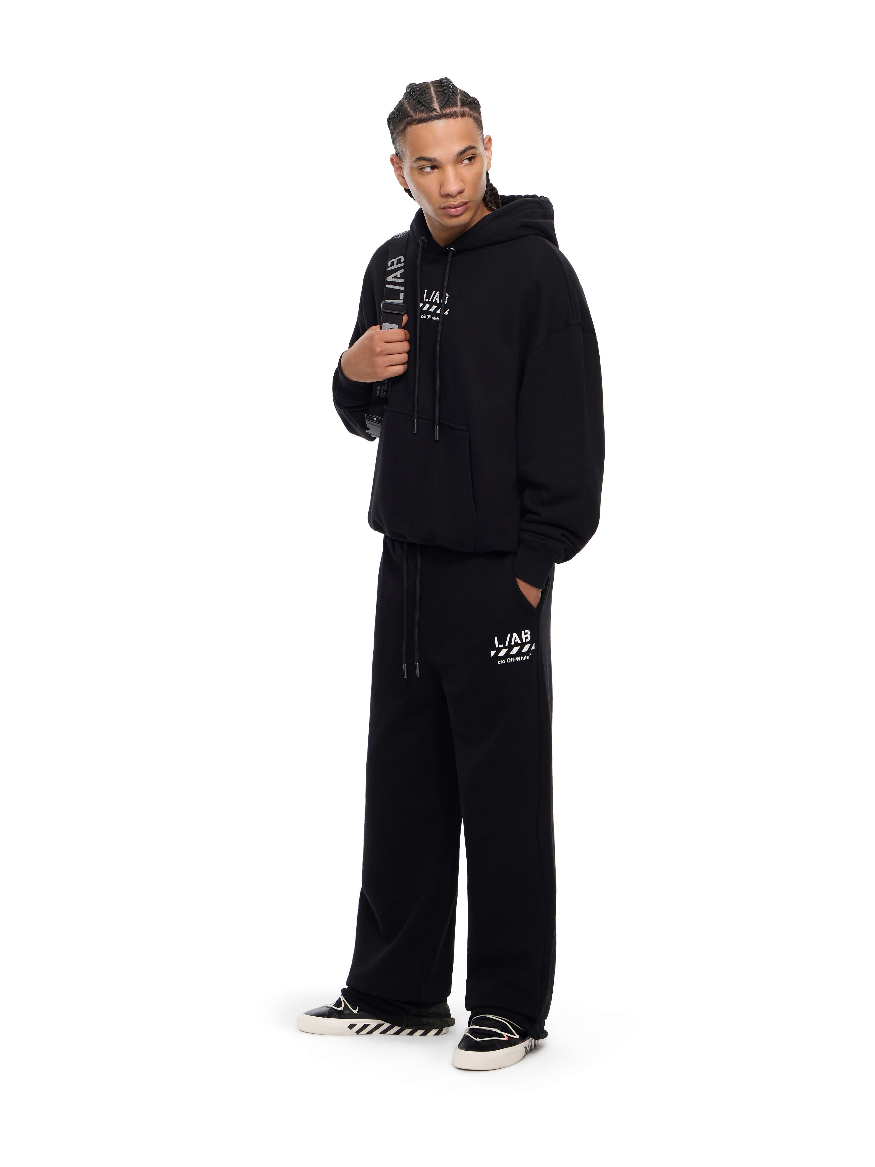 LAB L/AB Core Diagonal Relaxed Sweatpants BLACK 44LABF26B051