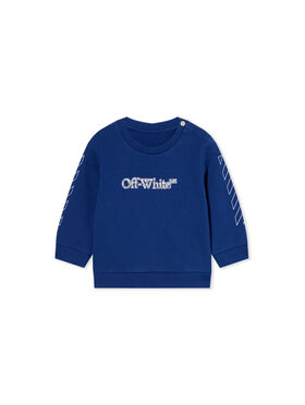 OFF WHITE Crackle Logo Crewneck Logo Sweatshirt BLUE - WHITE OBXC001F25FLE005