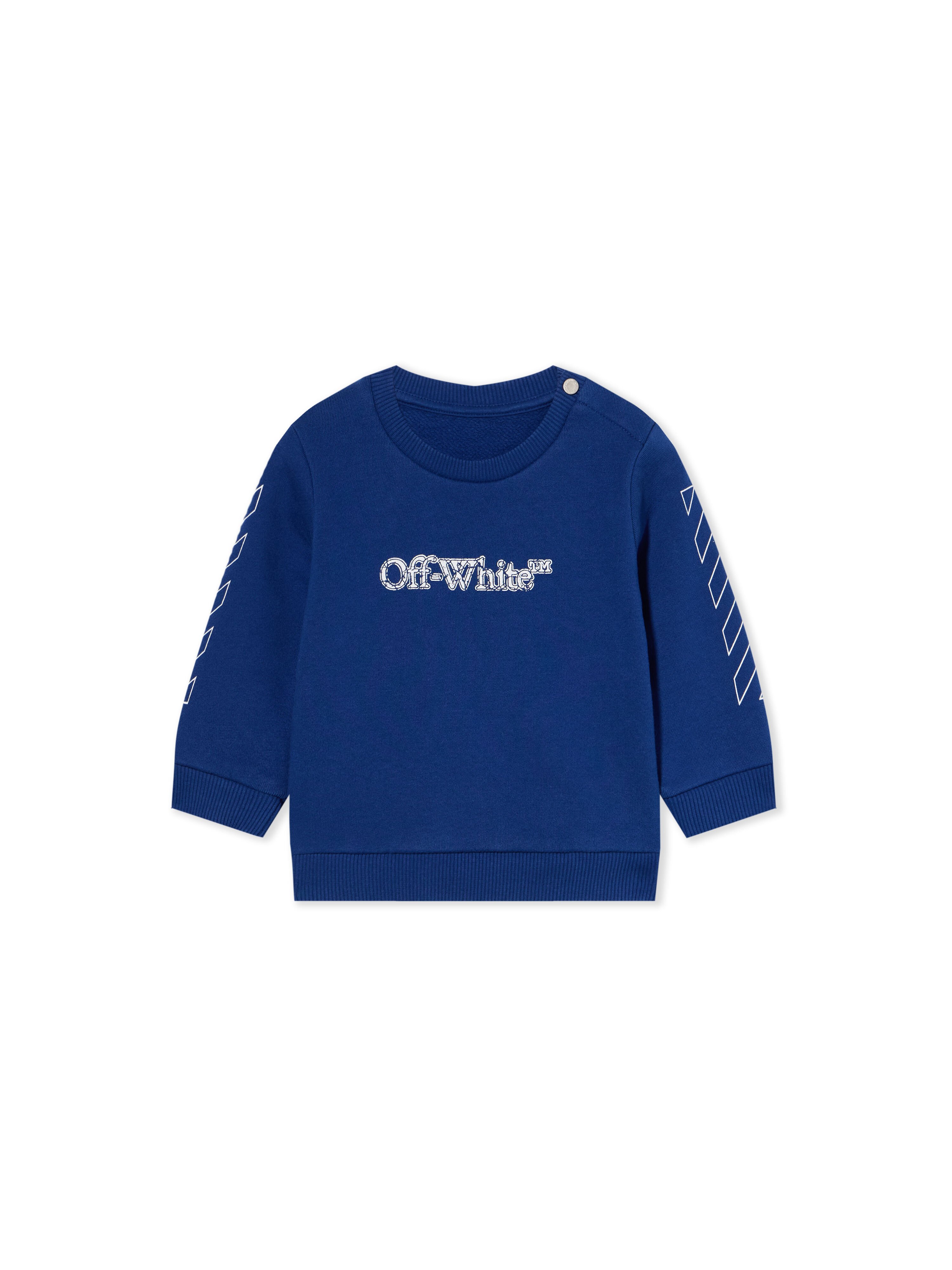OFF WHITE Crackle Logo Crewneck Logo Sweatshirt BLUE - WHITE OBXC001F25FLE005
