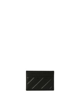OFF WHITE Portacarte Nero In Pelle Con Diagonali NERO OMND079C99LEA001