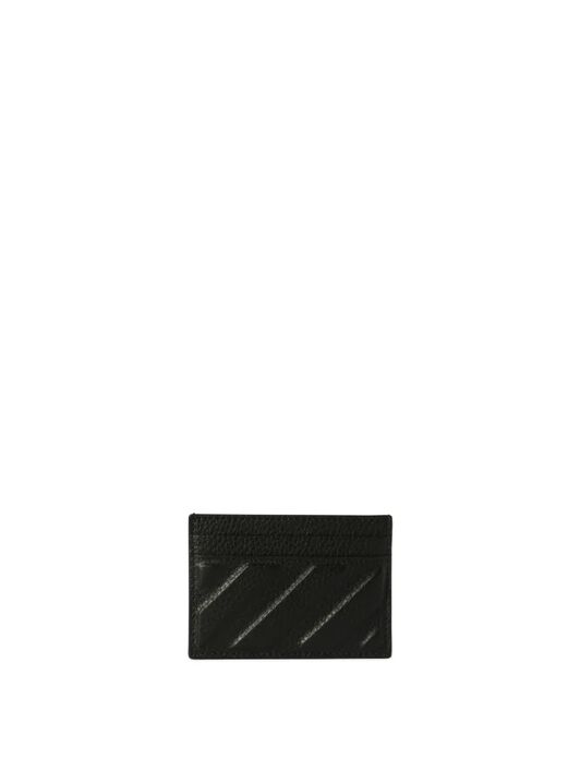 OFF WHITE Black Leather Diag Card Case BLACK OMND079C99LEA001