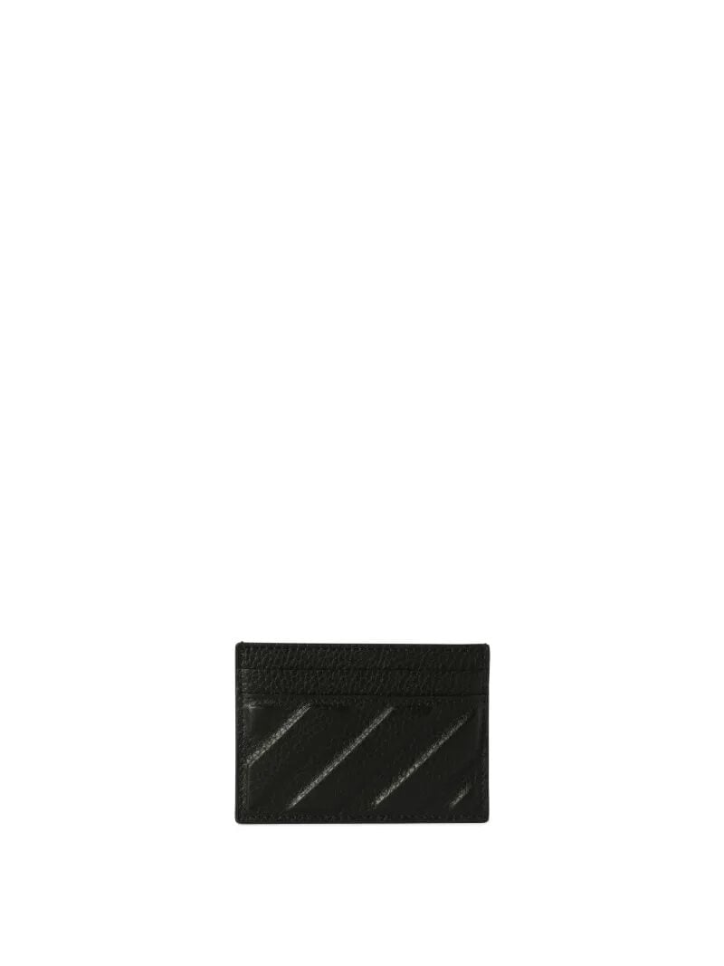 OFF WHITE Black Leather Diag Card Case BLACK OMND079C99LEA001