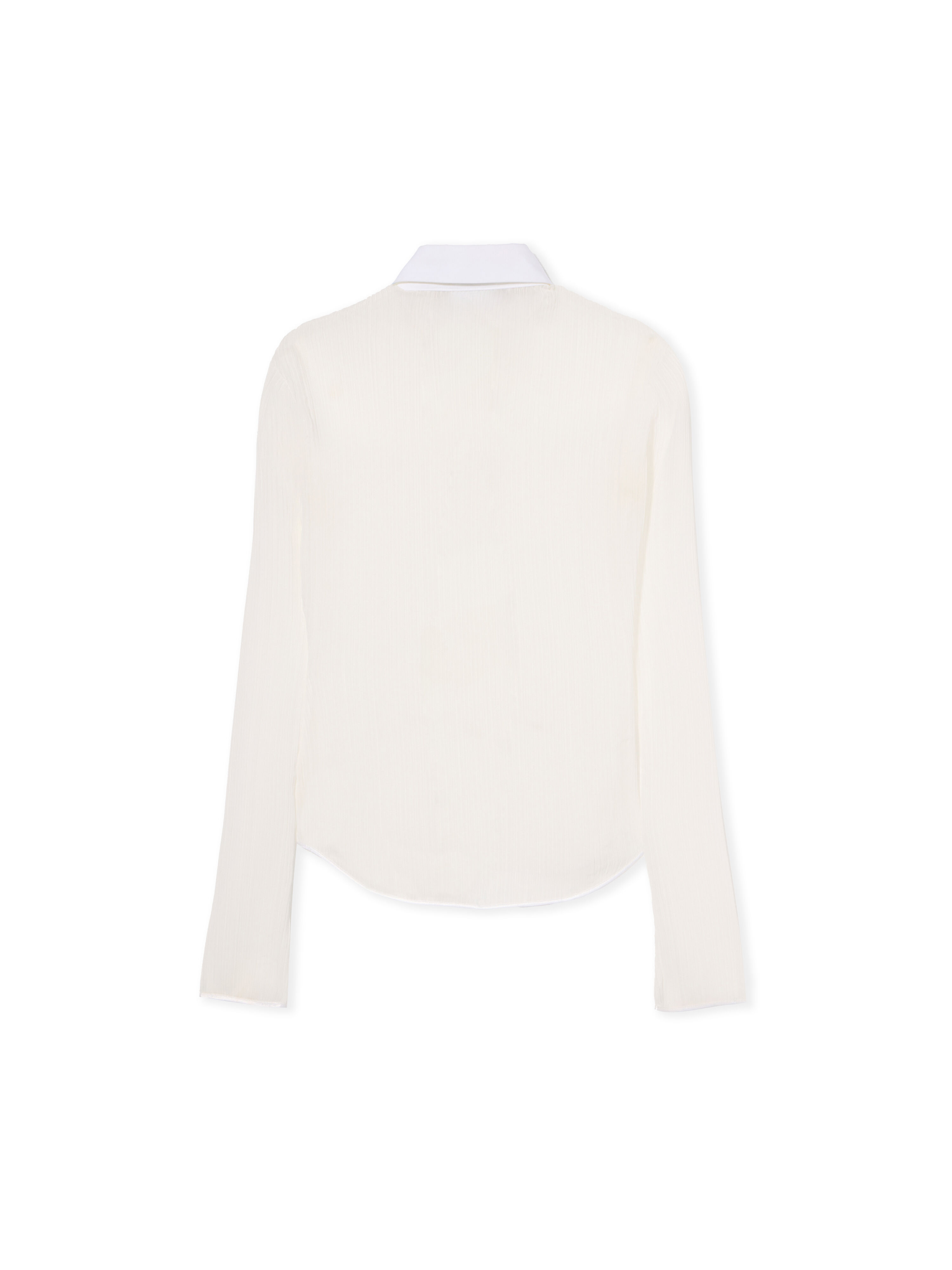 OFF WHITE Plisse Long Sleeve Shirt WHITE - WHITE OWGE02LF25FAB001