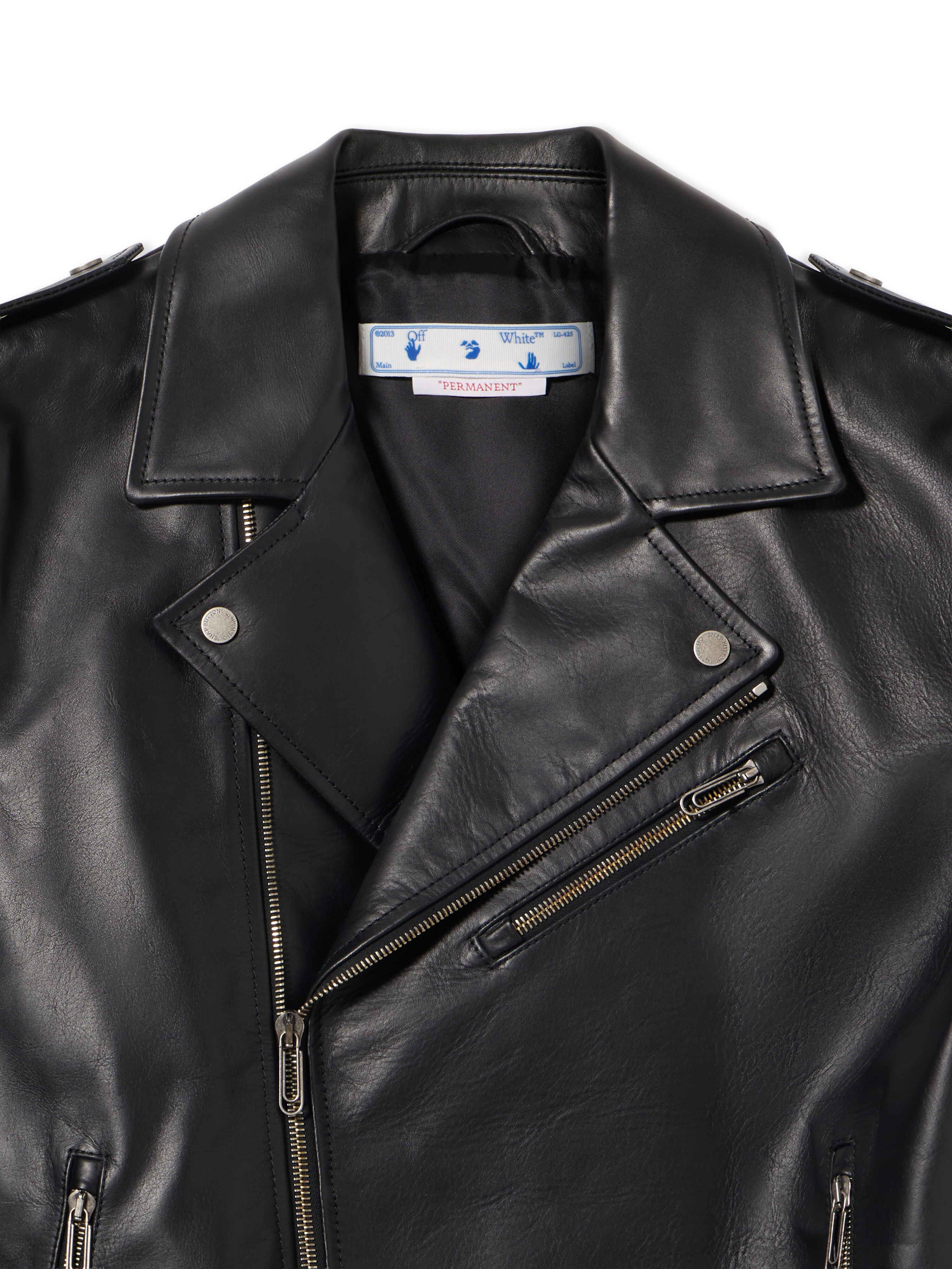 OFF WHITE Diag Tab Biker BLACK WHITE OMJG020C99LEA001