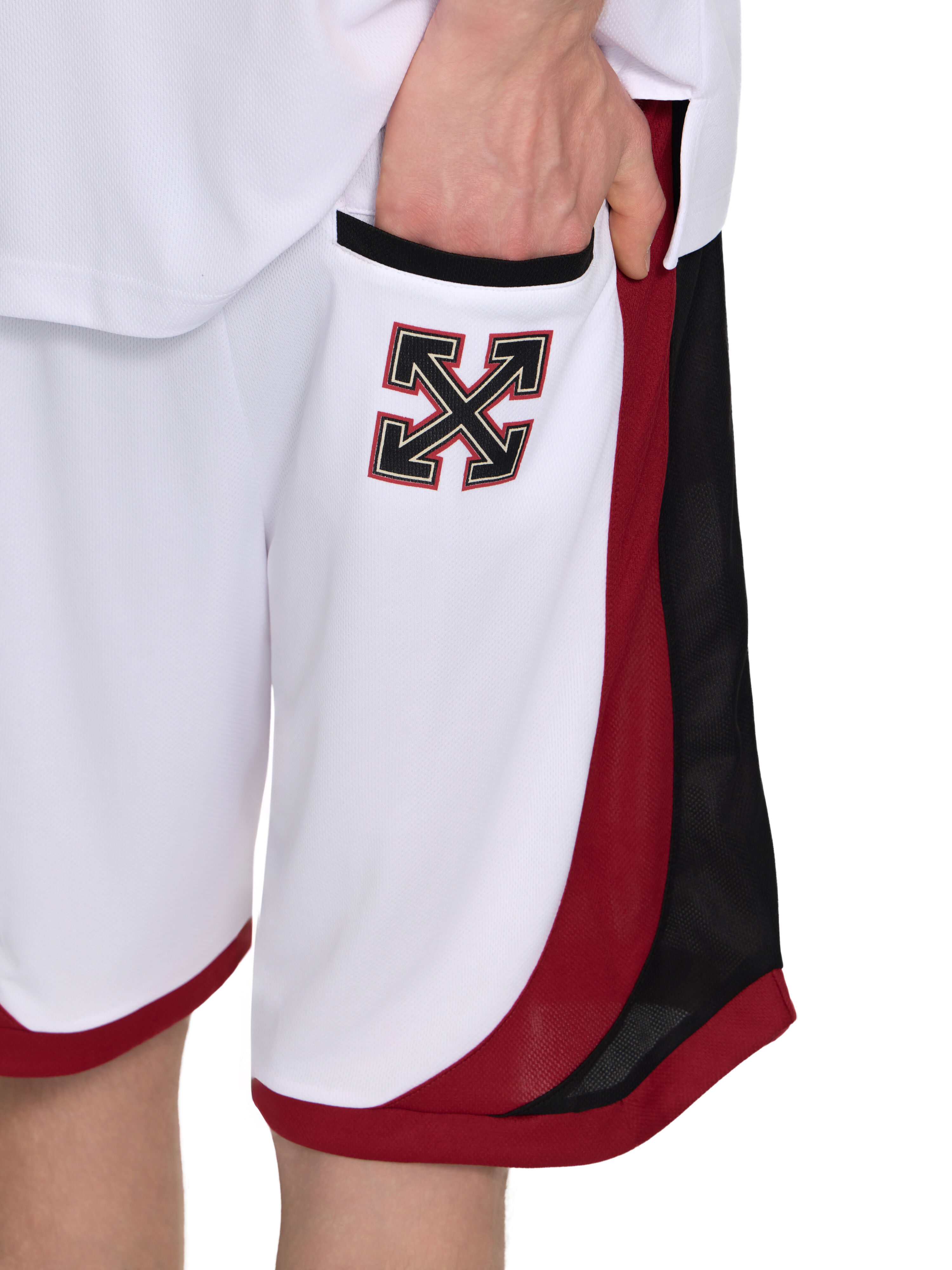Off-White™ c/o AC Milan Arrow Tech Shorts in WHITE RED for Men