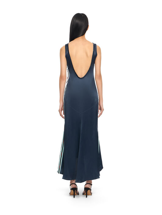 OFF WHITE Abito Midi Con Schiena Scoperta In Satin Night Sky-Haute Red 2DB56NS26FAB001