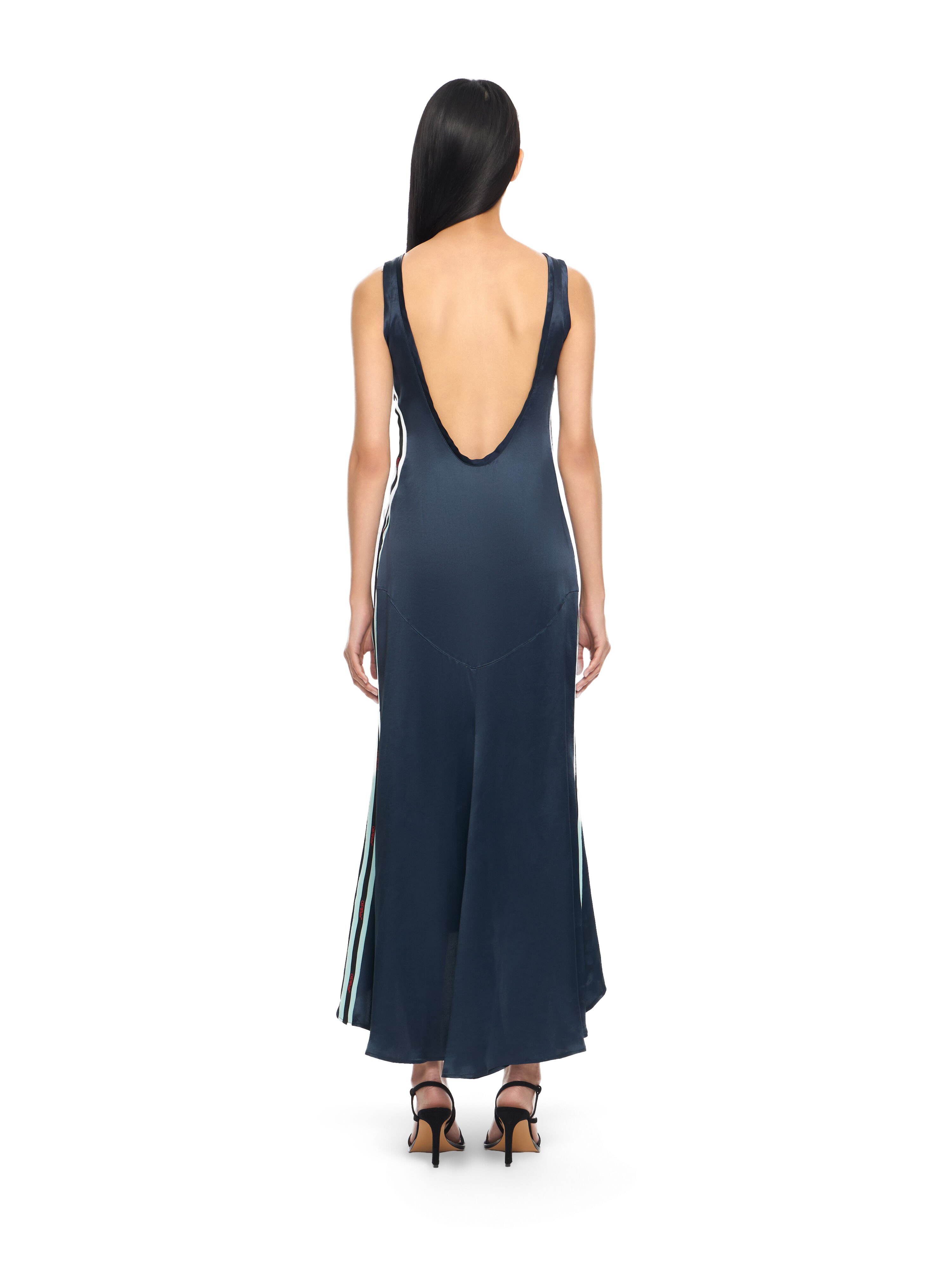 OFF WHITE Abito Midi Con Schiena Scoperta In Satin Night Sky-Haute Red 2DB56NS26FAB001