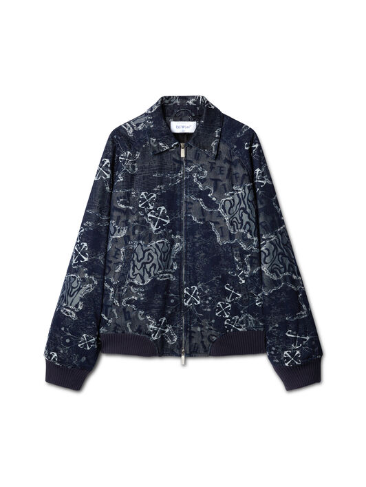 BLAUE CAMO-JACQUARD-DENIM-BOMBERJACKE OFF WHITE BLAUE CAMO-JACQUARD-DENIM-BOMBERJACKE BLAU OMYQ002F24DEN001