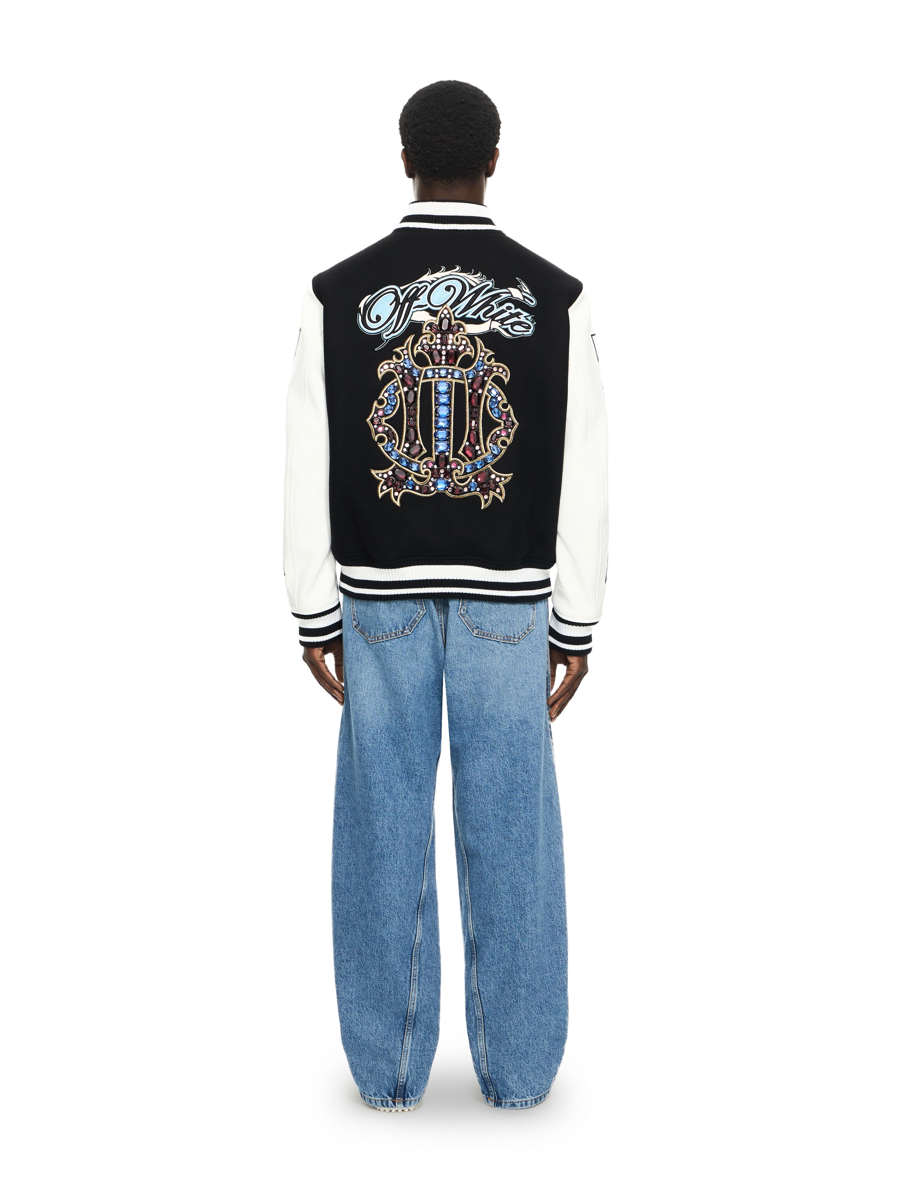 OFF WHITE Royal Jwls Lea Wool Varsity Jkt BLACK 44XJA122S26L001
