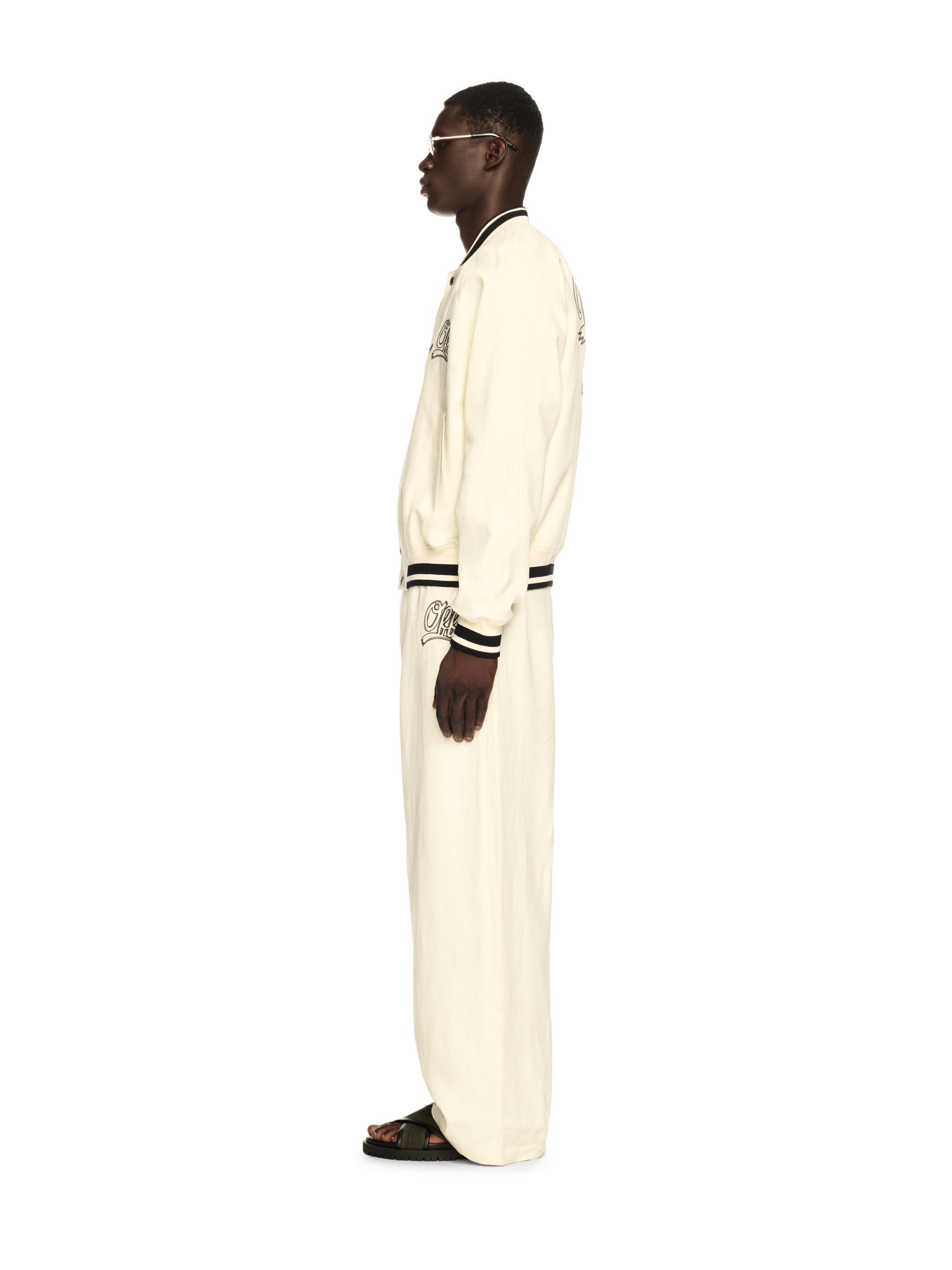 OFF WHITE Elfenbein Leinen Souvenir Hose NEUTRAL OMCP003S25FAB002