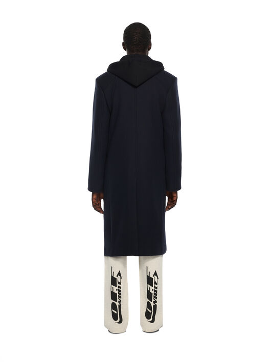 OFF WHITE Wool Varsity Hooded Double-Breasted Coat BLUE GRAPHITE 44MER09UF26F001