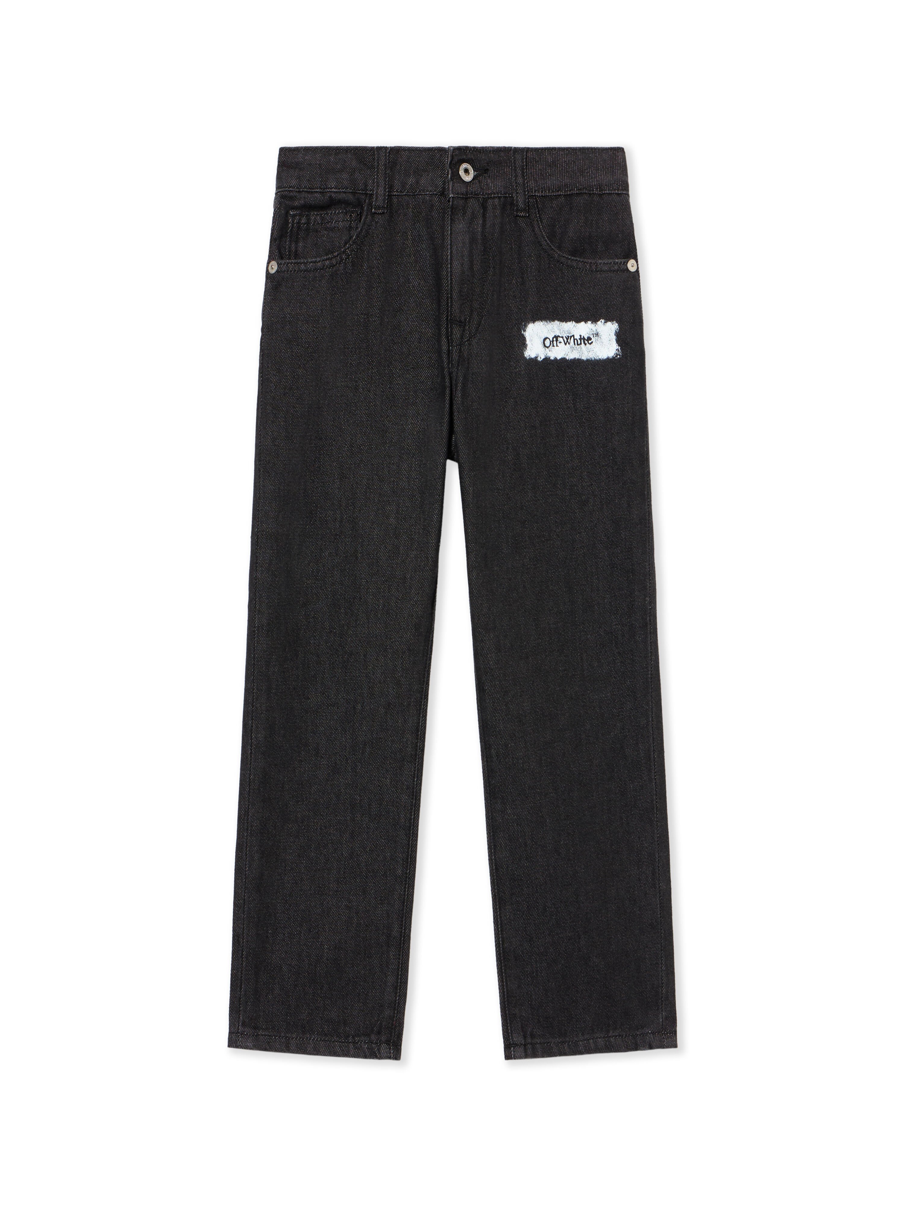 OFF WHITE Diagonal Sponge Logo Denim Pants BLACK - WHITE OBYA005F25DEN001
