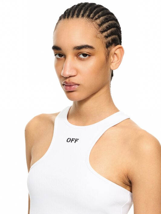 Off Stamp Ribbed Rowing Top OFF WHITE Off Stamp Ribbed Rowing Top White-Black 2AD086C99JER002