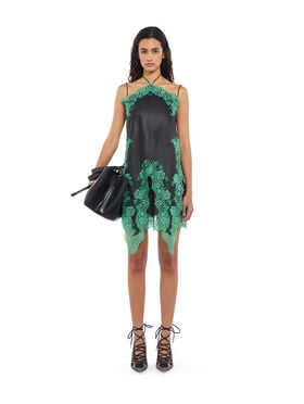 OFF WHITE Light Lingerie Mini Dress Black Kelly Green 2FU00740T