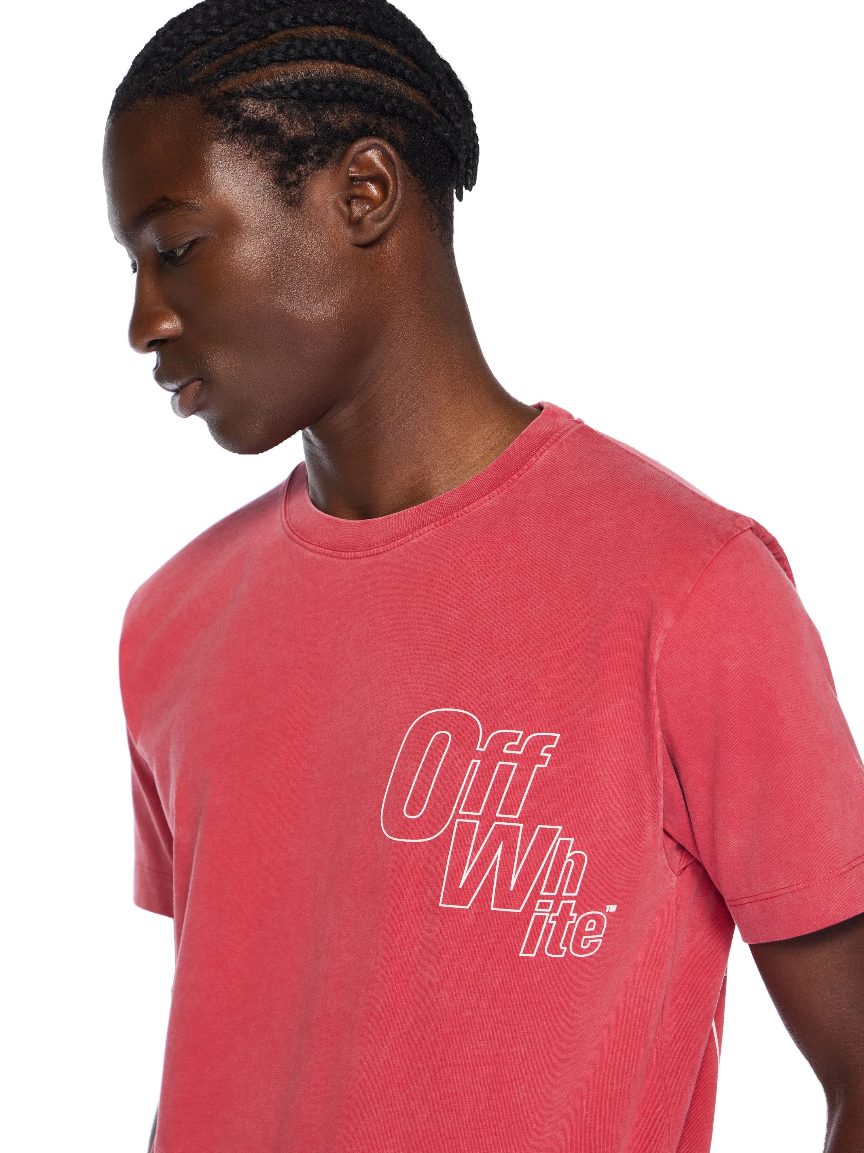 Outline Arrow Logo Tee Shirt OFF WHITE Outline Arrow Logo Tee Shirt CORAL RED - WHITE OMAA027F25JER00D