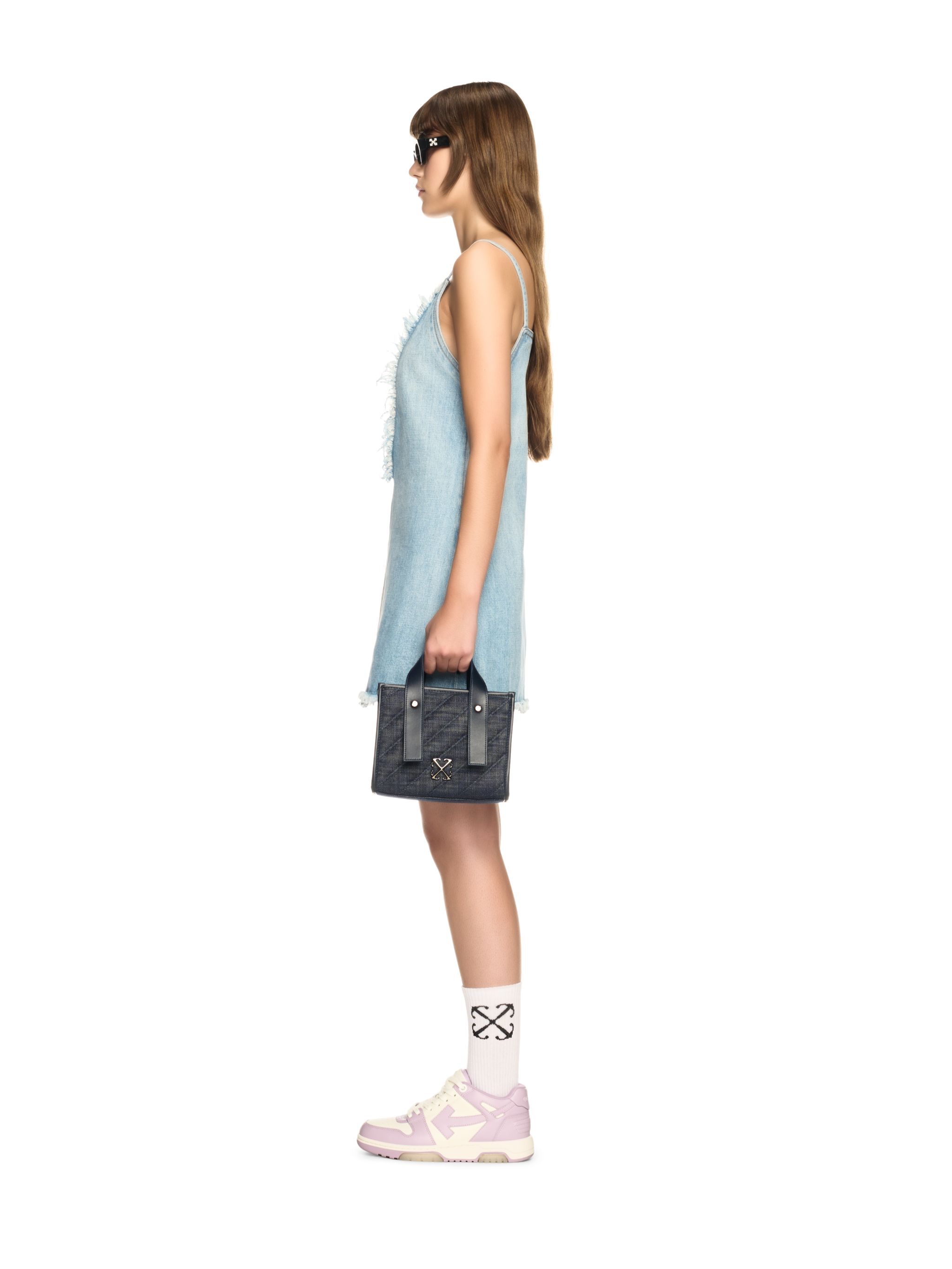 OFF WHITE Dunkelblaue Gequiltete Denim Einkaufstasche BLAU OWNA238S25FAB001