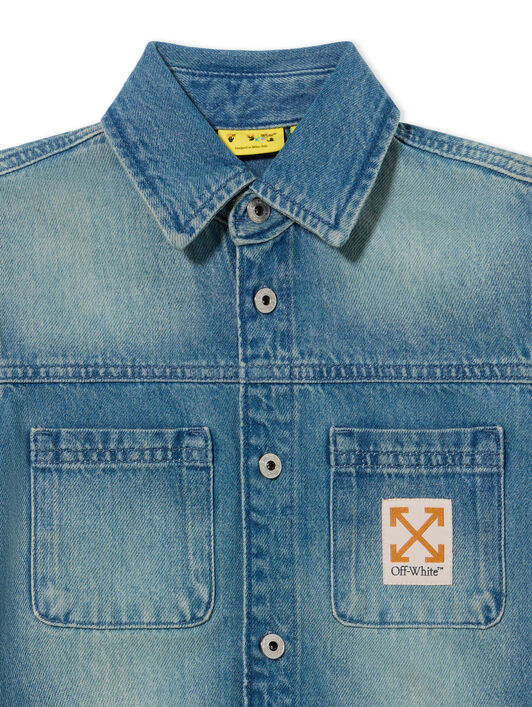 OFF WHITE Arrow Label Long Sleeve Denim Shirt SAND BLUE 44BYD004F26D001