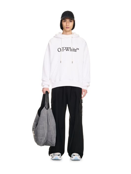 OFF WHITE White Big Bookish Skate Hoodie WHITE OMBB085C99FLE012