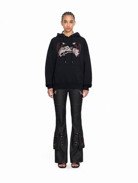 OFF WHITE Swarovski Double Eagle Raglan Hoodie Black-Black 29E00292T