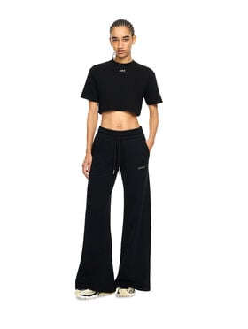 OFF WHITE Off Stamp Ribbed Cropped T-Shirt Black-White 2AA081C99JER004