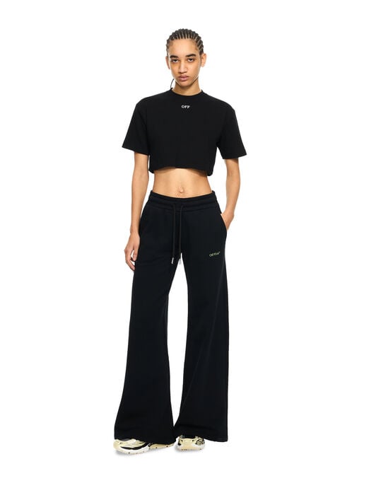 Off Stamp Ribbed Cropped T-Shirt OFF WHITE Off Stamp Ribbed Cropped T-Shirt Black-White 2AA081C99JER004