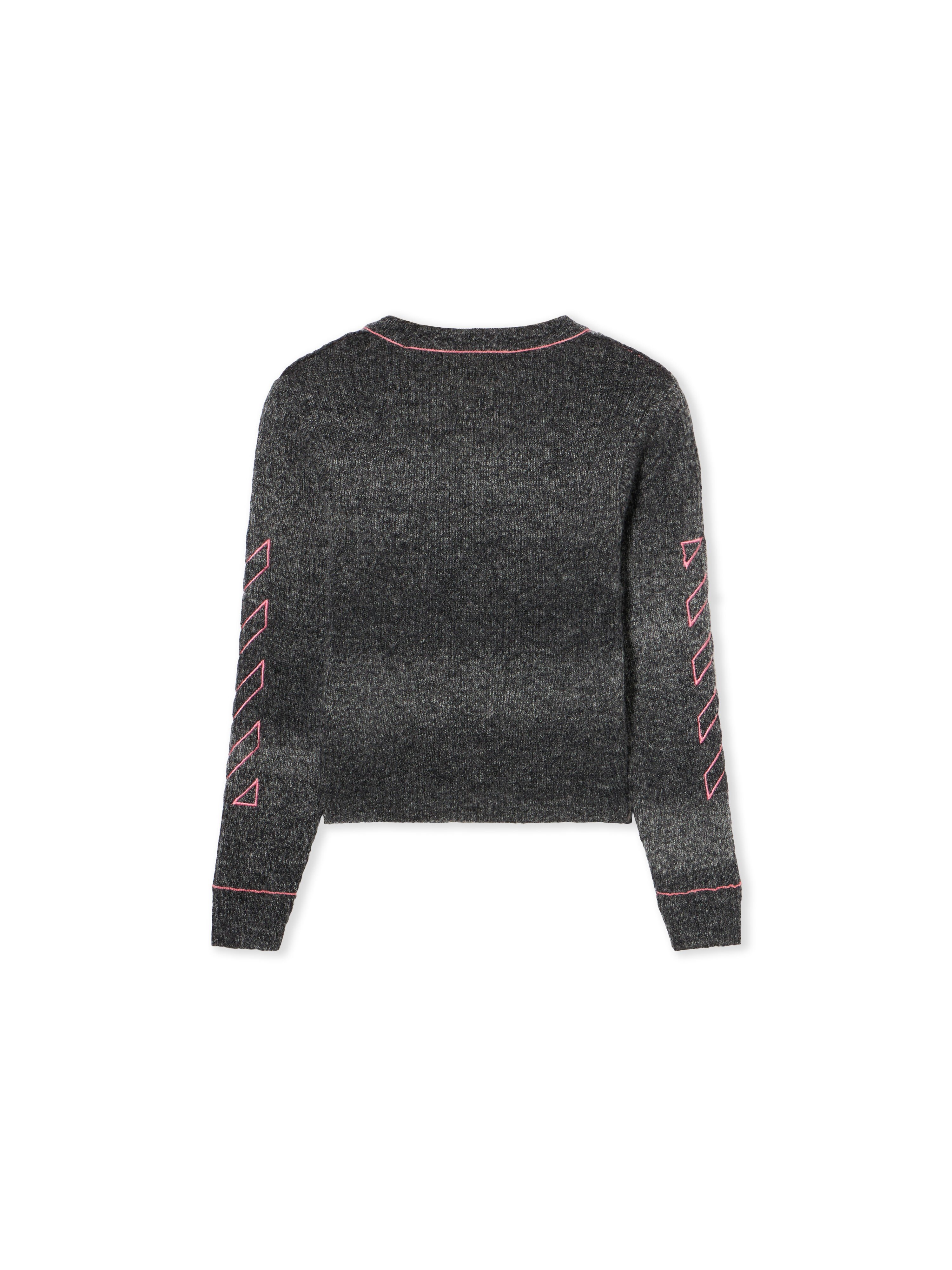 OFF WHITE Embroidered Wool Cardigan DARK GREY - FUCHSIA OGHB006F25KNI001
