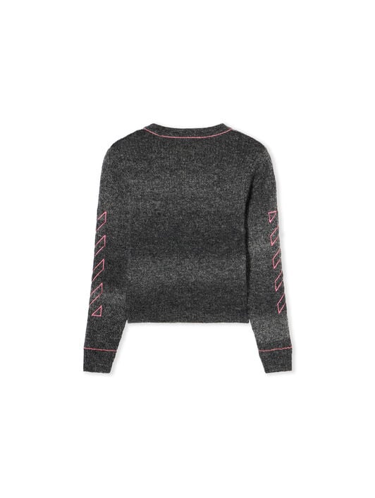 Embroidered Wool Cardigan OFF WHITE Embroidered Wool Cardigan DARK GREY - FUCHSIA OGHB006F25KNI001
