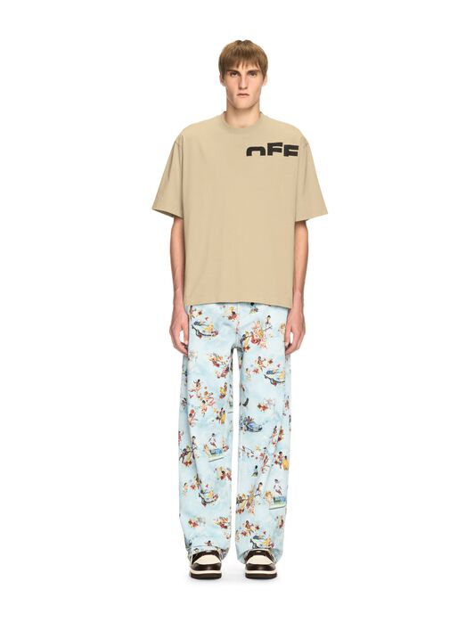 OFF WHITE Beiges Asymmetrisches T-Shirt NEUTRAL OMAA120S25JER00B
