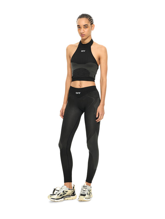 OFF WHITE Racing Seamless Leggings Black-White 2VV01HS26KNI001