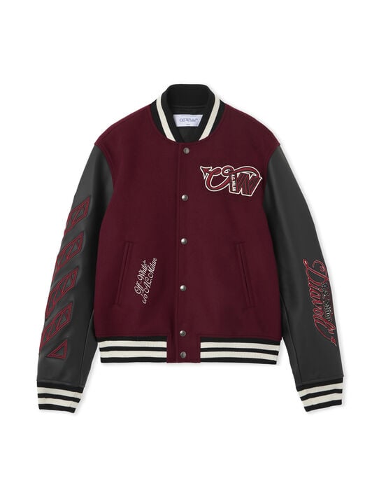 AC Milan X Off-White™ Varsity Jacket OFF WHITE AC Milan X Off-White™ Varsity Jacket BLACK RED 44MEA305G25F002