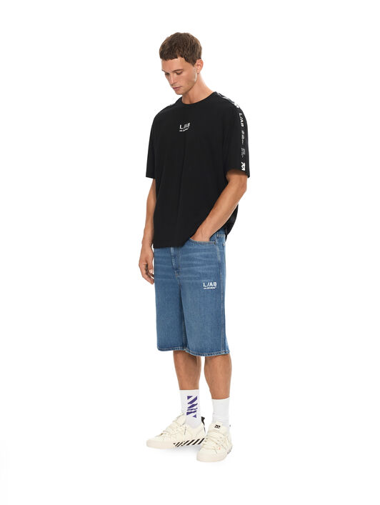 LAB L/AB Diagonal Denim Shorts STEEL INDIGO 44LABF26D118