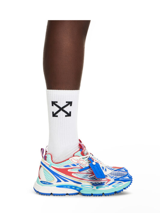OFF WHITE Be Right Back Fishnet Sneakers FIERY RED - COBALT BLUE OMIA295S26FAB004