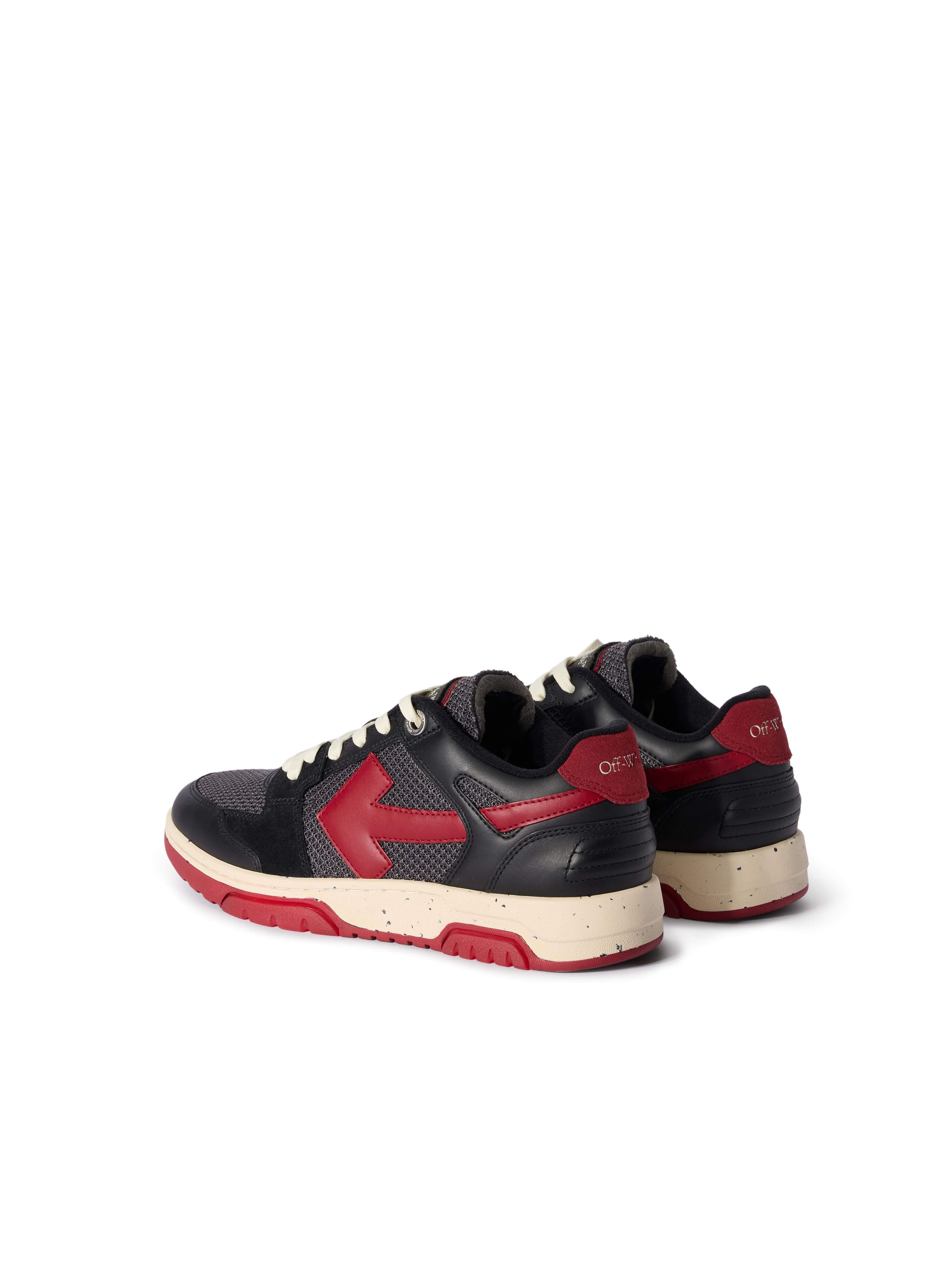 OFF WHITE Out Of Office Slim Sneakers GREY MELANGE - CORAL RED OMIA243F25LEA001